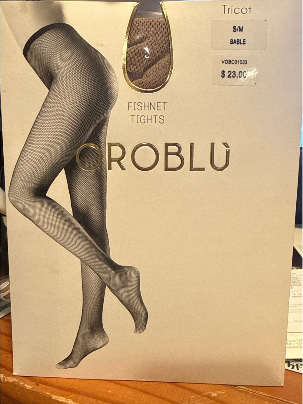 New OROBLU Tricot Fishnet Stay Ups Stockings Size S / M Sable